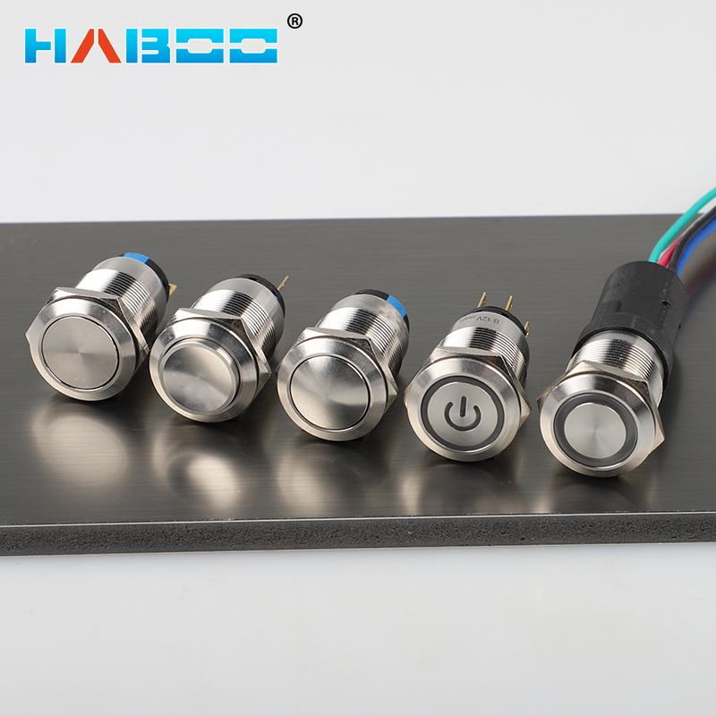 19mm 金屬不銹鋼復位帶燈自鎖電源按鈕開關 防水IP65 IP67 工廠供應